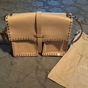 Rebecca Minkoff Studded Leather Crossbody Bag in Nude
